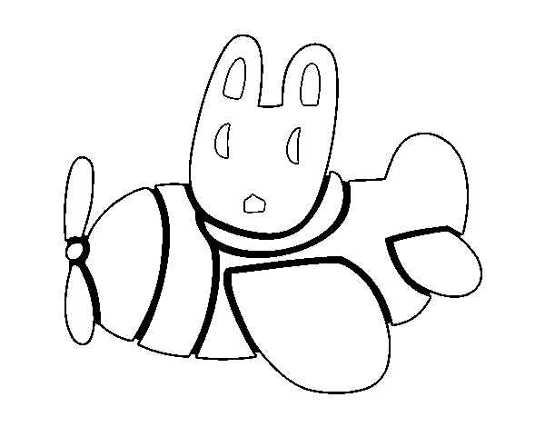 Rabbit in plane coloring page