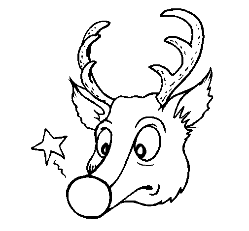 Reindeer and a star coloring page