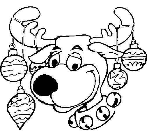 Reindeer with baubles  coloring page
