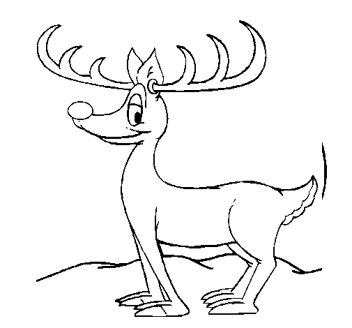 Reindeer with long antlers coloring page