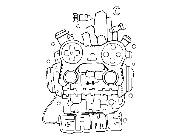 Robot game coloring page