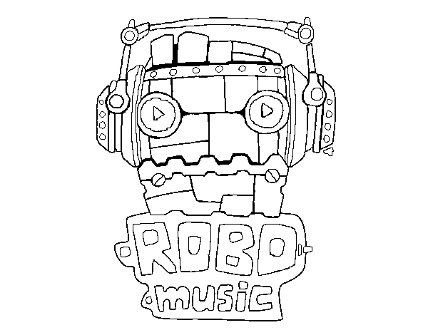 Robot music coloring page