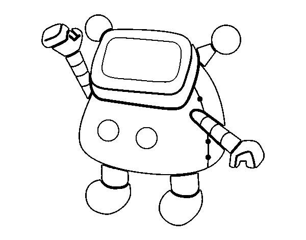 Robot waving coloring page
