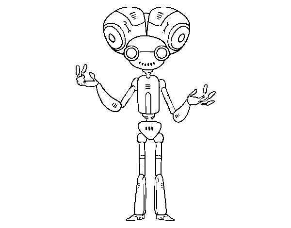 Robot with big head coloring page