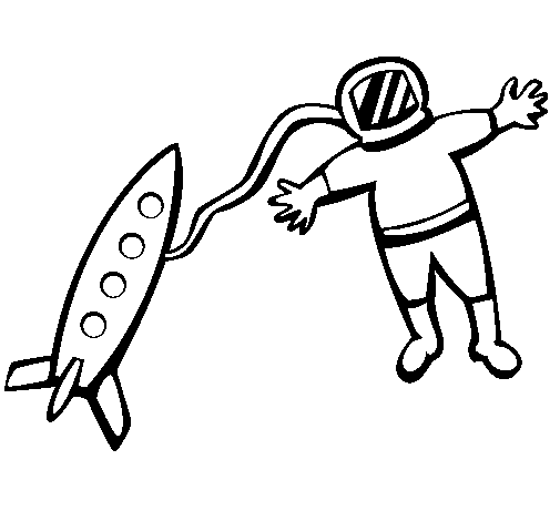 Rocket and astronaut coloring page