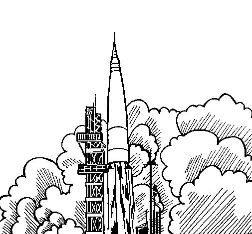 Rocket launch coloring page