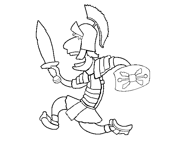 Roman soldier running coloring page