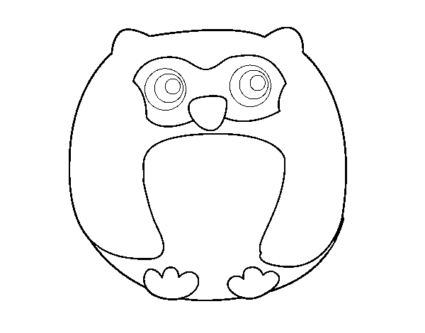 Round owl coloring page