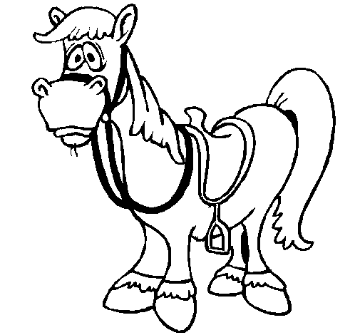 Sad horse coloring page