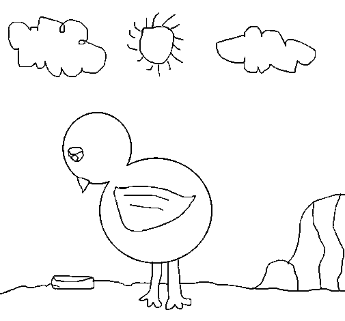 Sad little chicken coloring page