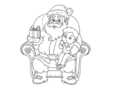 Dibujo de Santa Claus and child at Christmas