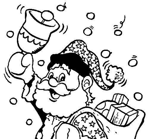 Santa Claus and his bell coloring page