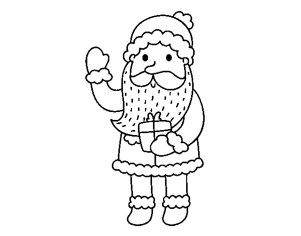 Santa Claus and his gift coloring page