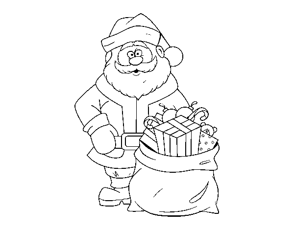  Santa Claus with a bag of gifts coloring page