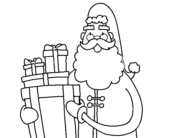 Santa Claus with presents coloring page