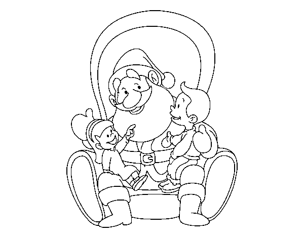 Santa with kids coloring page
