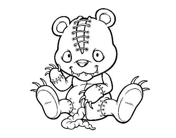 Scary teddy bear coloring page