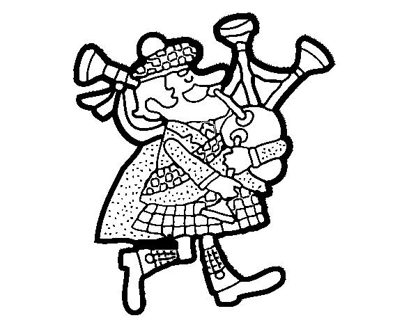 Scottish bagpiper coloring page