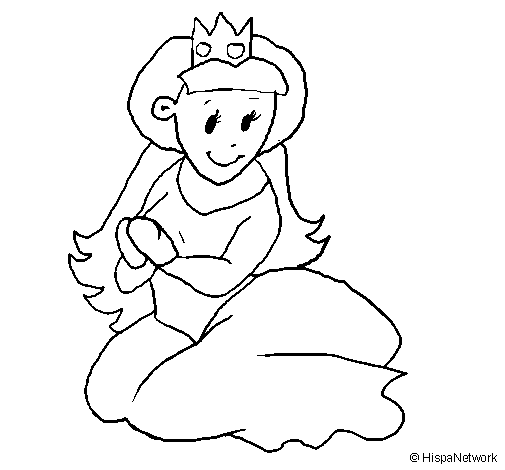 Seated princess coloring page