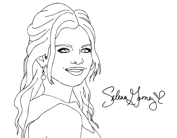 Selena Gomez With Curly Hair Coloring Page Coloringcrew Com