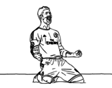 Sergio Ramos celebrating a goal coloring page
