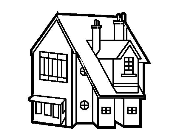 Single-family house coloring page