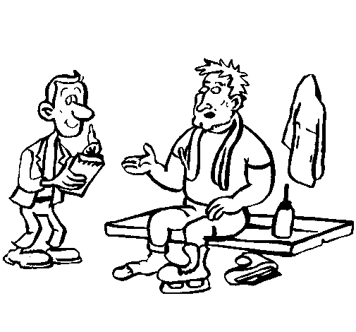 Skater with reporter coloring page