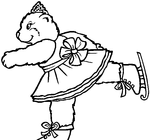 Skating bear coloring page