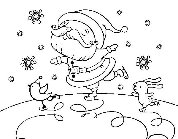 Skating Santa Claus coloring page
