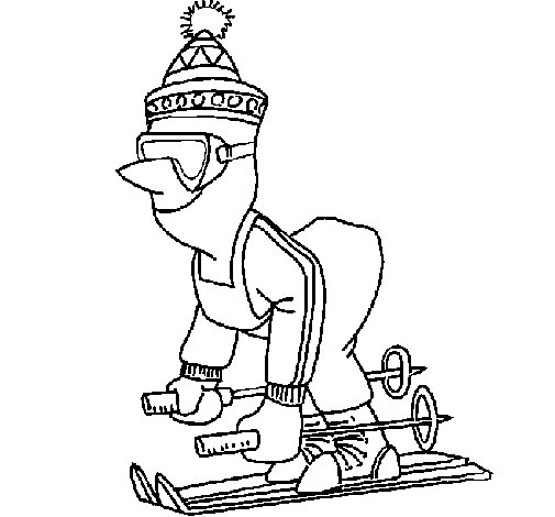 Skier wrapped up warm coloring page