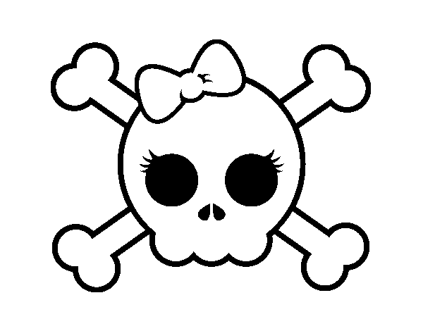 Skull with bow coloring page