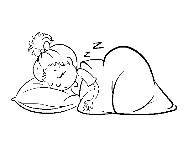 Sleeping little girl coloring page