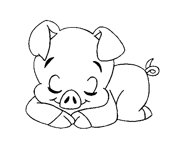 Sleeping little piglet coloring page - Coloringcrew.com
