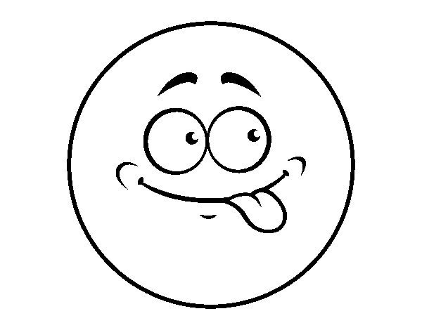 Smiley sticking the tongue out coloring page