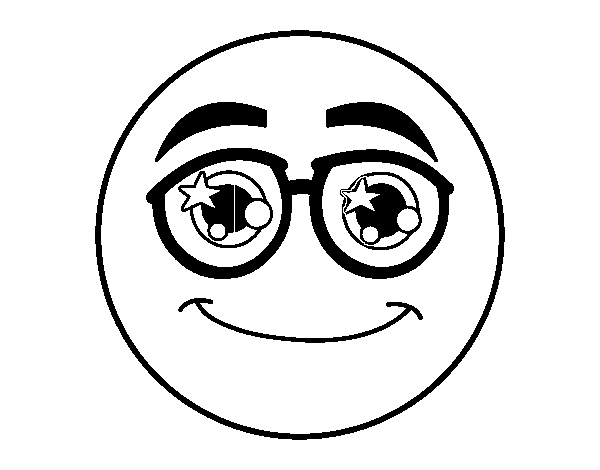Smiley with glasses coloring page