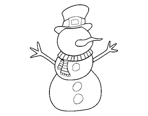 Snowman wearing hat coloring page