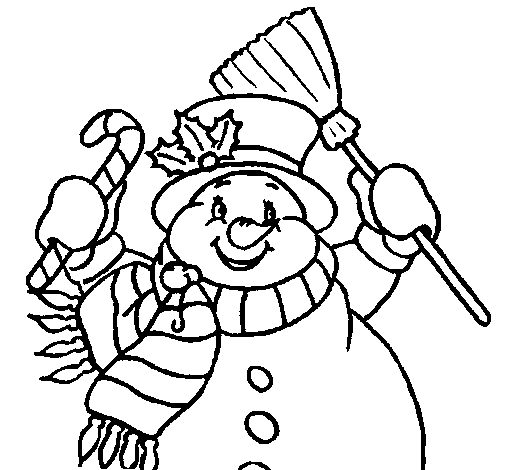 Snowman with scarf coloring page