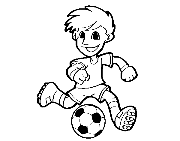 Soccer player with ball coloring page