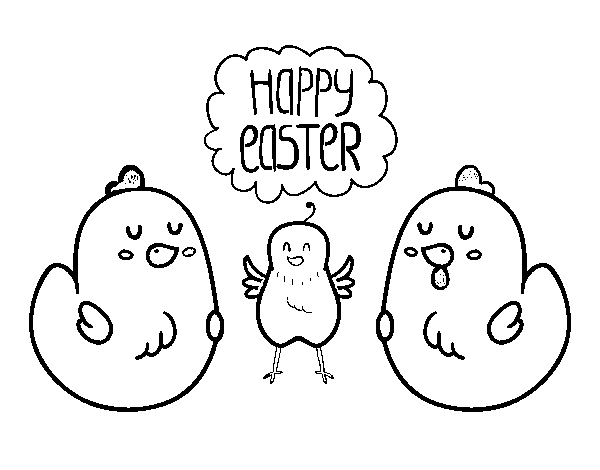 Some easter chickens coloring page