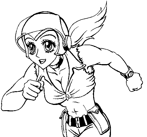 Space girl coloring page