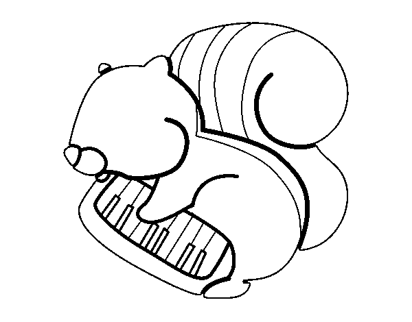 Squirrel pianist coloring page