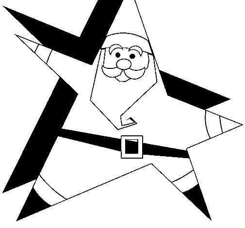 Star shaped Father Christmas coloring page