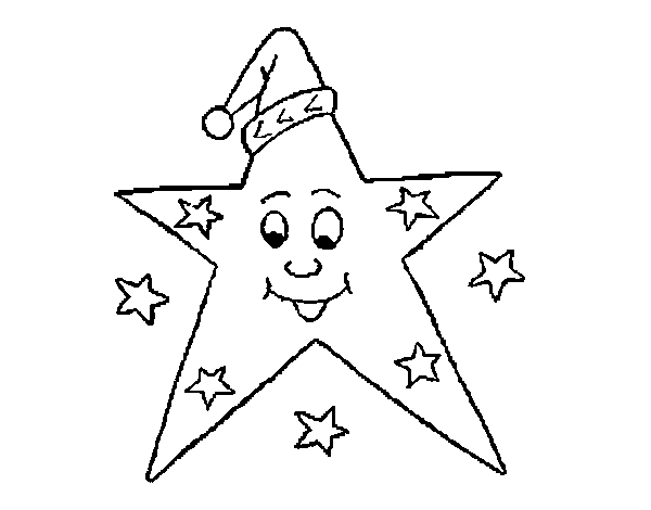 Star with hat coloring page
