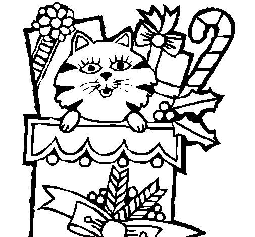 Stocking full of presents coloring page