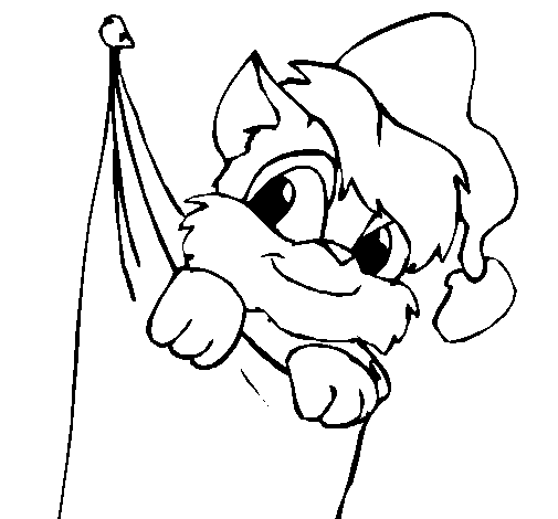 Stocking with present coloring page