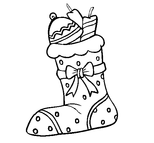Stocking with presents II coloring page