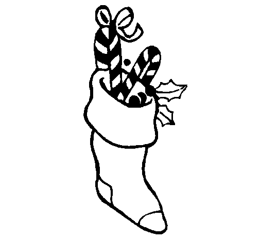 Stocking with sweets coloring page