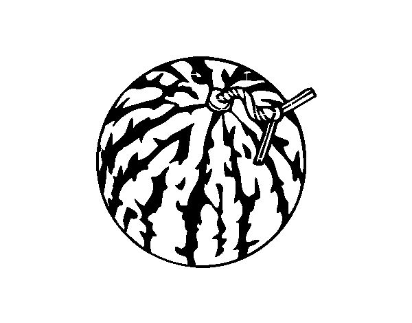 Striped watermelon coloring page