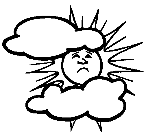 Sun and clouds coloring page