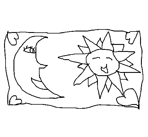 Sun and moon 2 coloring page